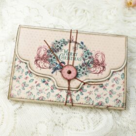 Christmas Cranberry Pink Background Handmade Junk Journal Folio Kit
