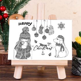 Christmas Dog and Girl Clear Silicone Rubber Stamps