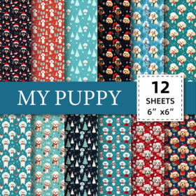 Christmas Dog Decorative Scrapbook Paper