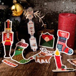 christmas foil stamped stickers greetings labels cartoons words b4