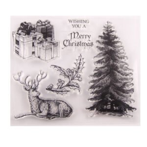 christmas gifts trees and reindeer silicone stamps sku