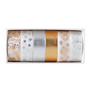 christmas gold and silver foil basic washi tape set 6 rolls b