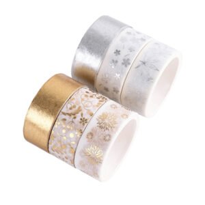 christmas gold and silver foil basic washi tape set 6 rolls b3