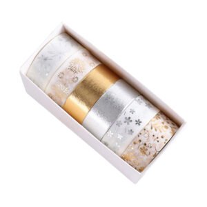 christmas gold and silver foil basic washi tape set 6 rolls b4