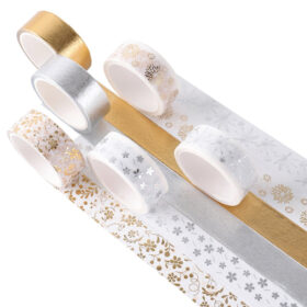 Christmas Gold and Silver Foil Basic Washi Tape Set (6 Rolls)
