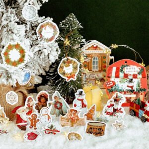 christmas gold foil coated paper stickers labels stamps wreaths dinner party desserts angels b3