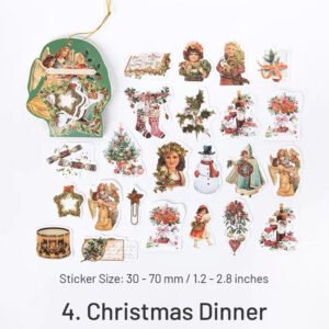christmas gold foil coated paper stickers labels stamps wreaths dinner party desserts angels sku 4