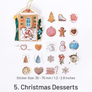 christmas gold foil coated paper stickers labels stamps wreaths dinner party desserts angels sku 5