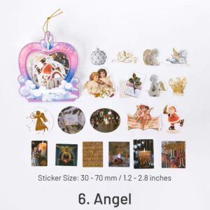 christmas gold foil coated paper stickers labels stamps wreaths dinner party desserts angels sku 6