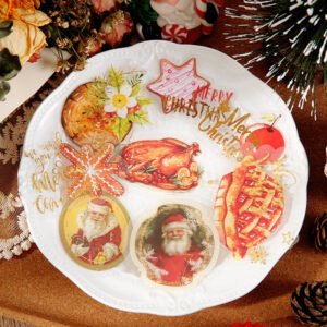 christmas gold foil pet sticker pack birds letters santa claus plants food b2