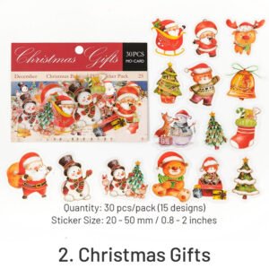 Christmas Gold Foil Clear Transparent Stickers - Plants, Greetings, Wreaths, Snowmen, Animals christmas gold foil pet stickers plants greetings wreaths snowmen animals sku 2