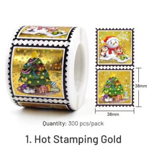 Christmas Gold Foil Roll Decorative Stickers -300 Pcs christmas gold foil roll decorative stickers 300 pcs sku 1