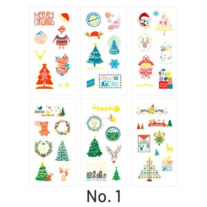 christmas gold foil washi sticker sheets trees santa claus sku 1