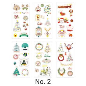 christmas gold foil washi sticker sheets trees santa claus sku 2