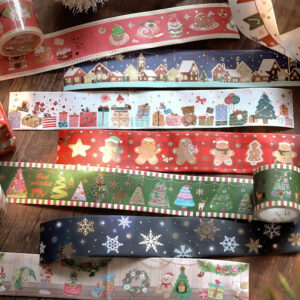 Christmas Gold Foil Washi Tape - Snowflake, Dinner Party, Flags, Tree christmas gold foil washi tape snowflake dinner party flags tree a