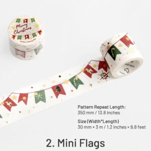 Christmas Gold Foil Washi Tape - Snowflake, Dinner Party, Flags, Tree christmas gold foil washi tape snowflake dinner party flags tree sku 2