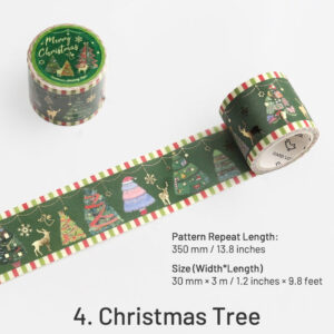 Christmas Gold Foil Washi Tape - Snowflake, Dinner Party, Flags, Tree christmas gold foil washi tape snowflake dinner party flags tree sku 4