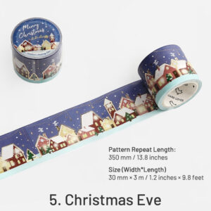 Christmas Gold Foil Washi Tape - Snowflake, Dinner Party, Flags, Tree christmas gold foil washi tape snowflake dinner party flags tree sku 5