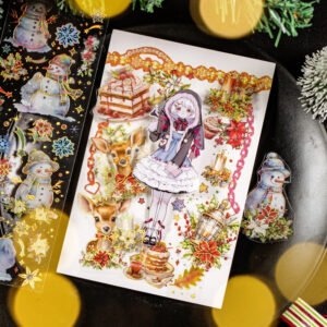 christmas holographic hot stamping gold pet stickers wreaths food lights snowmen reindeer b3