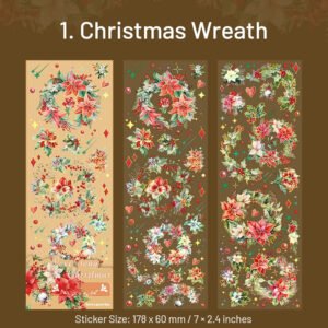 christmas holographic hot stamping gold pet stickers wreaths food lights snowmen reindeer sku 1
