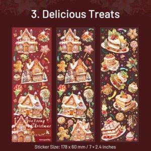 christmas holographic hot stamping gold pet stickers wreaths food lights snowmen reindeer sku 3