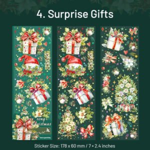 christmas holographic hot stamping gold pet stickers wreaths food lights snowmen reindeer sku 4