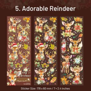 christmas holographic hot stamping gold pet stickers wreaths food lights snowmen reindeer sku 5