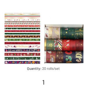 christmas hot stamping gold washi tape set 20 rolls sku 1