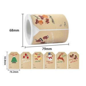 christmas kraft stocking snowman reindeer sticker b1