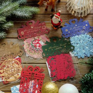Christmas Lace Cutout Scrapbook Paper - Wreath, Forest, Snowflake, Gift