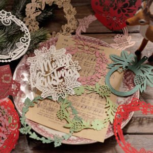 christmas lace cutout scrapbook paper wreath forest snowflake gift b4