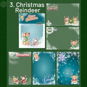christmas laser silver pet background stickers snowflakes snowmen reindeer sku 3