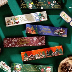 Christmas Long Gold Foil Stickers - Trees, Snowmen, Greetings, Santa Claus