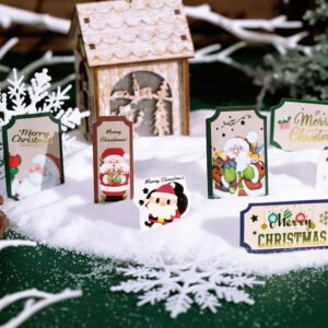 christmas long gold foil stickers trees snowmen greetings santa claus c2