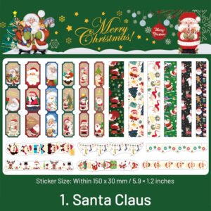 christmas long gold foil stickers trees snowmen greetings santa claus sku 1