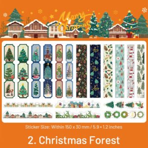 christmas long gold foil stickers trees snowmen greetings santa claus sku 2