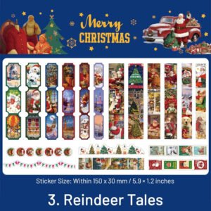 christmas long gold foil stickers trees snowmen greetings santa claus sku 3