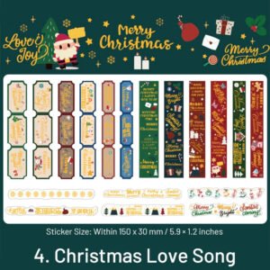 christmas long gold foil stickers trees snowmen greetings santa claus sku 4