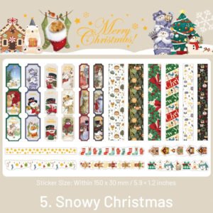 christmas long gold foil stickers trees snowmen greetings santa claus sku 5