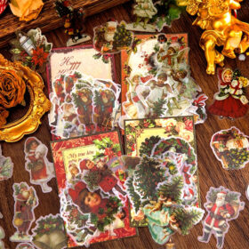 Christmas People Cartoon Clear Transparent Stickers - Girl, Angel, Snowman, Santa Claus, Tree