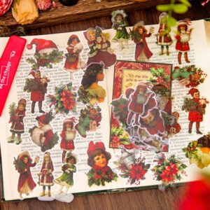 christmas people cartoon pet stickers girl angel snowman santa claus tree b3