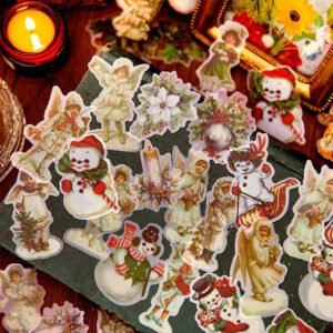 christmas people cartoon pet stickers girl angel snowman santa claus tree b4
