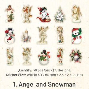 christmas people cartoon pet stickers girl angel snowman santa claus tree sku 1