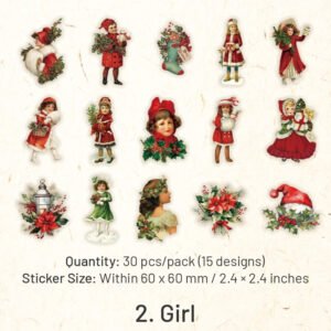 christmas people cartoon pet stickers girl angel snowman santa claus tree sku 2