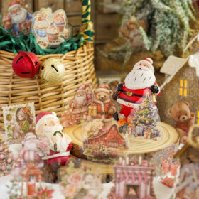 Christmas Clear Transparent Hot Stamping Gold Stickers - Wreath, Food, Gift