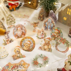 christmas pet hot stamping gold stickers wreath food gift b2