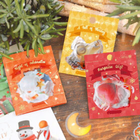 Christmas Clear Transparent Stickers - Snowman, Gifts, Bells, Tree, Food