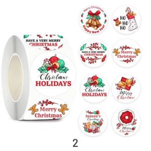 christmas roll kraft self adhesive stickers sku 2