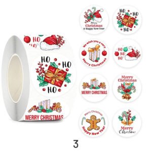 christmas roll kraft self adhesive stickers sku 3