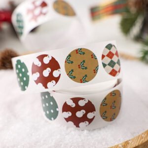 christmas round basic seal stickers b6